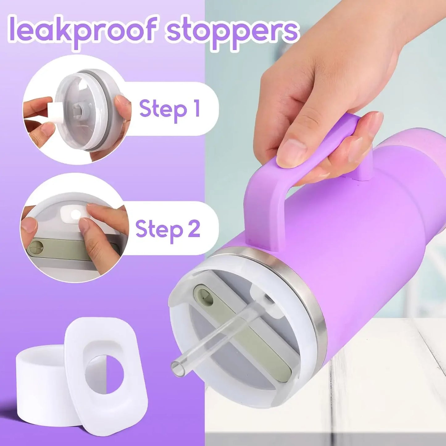 8-Piece Stanley Cup Tumbler Silicone Straw Accessories Set