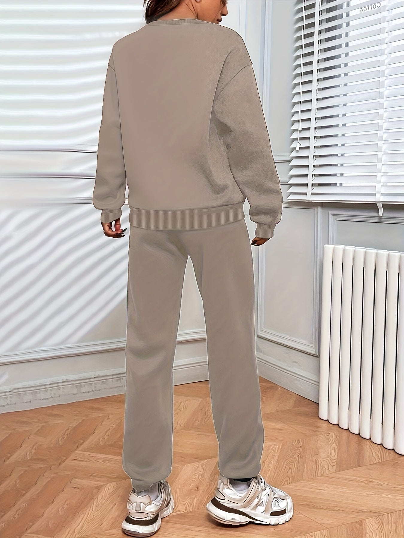 Womens Autumn Winter Two Piece Sweatshirt Pants Set