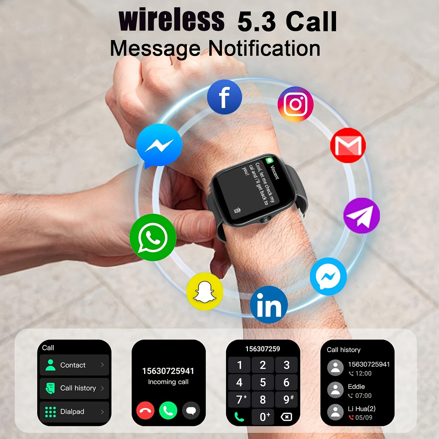 Touchscreen Smartwatch With Dual Band Call Function