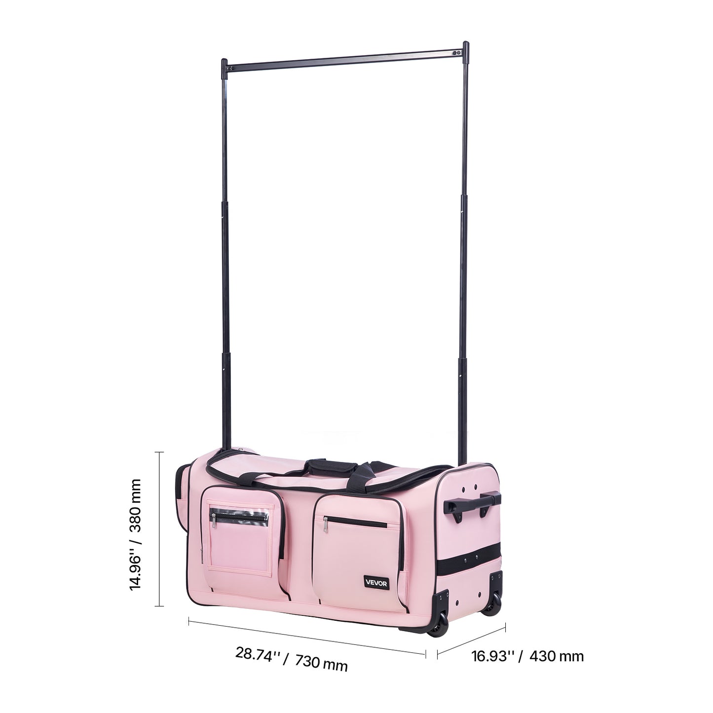 Versatile Rolling Dance Bag With Adjustable Garment Rack