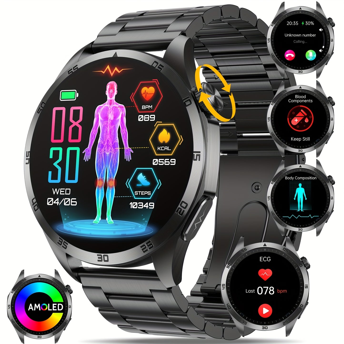 Unisex Smartwatch With AMOLED Display And Multisport Modes