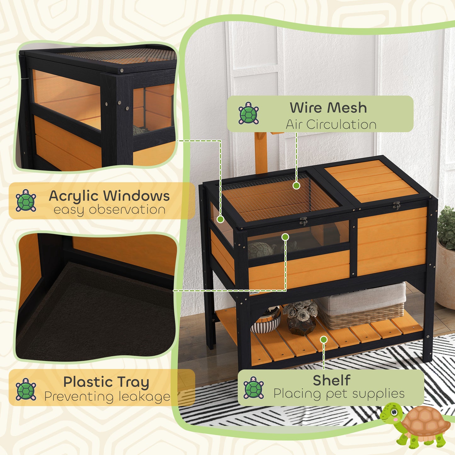 Tortoise Habitat with Shelf Storage and Weather Protection