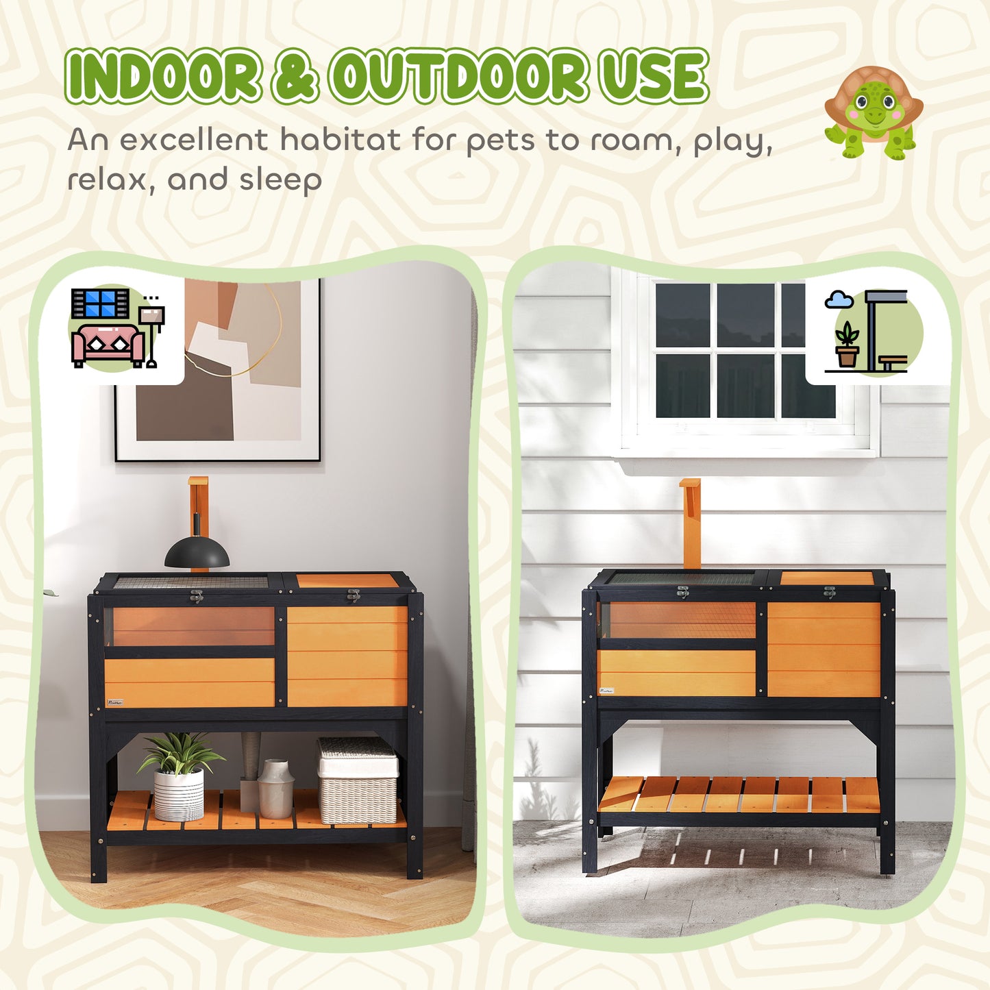 Tortoise Habitat with Shelf Storage and Weather Protection