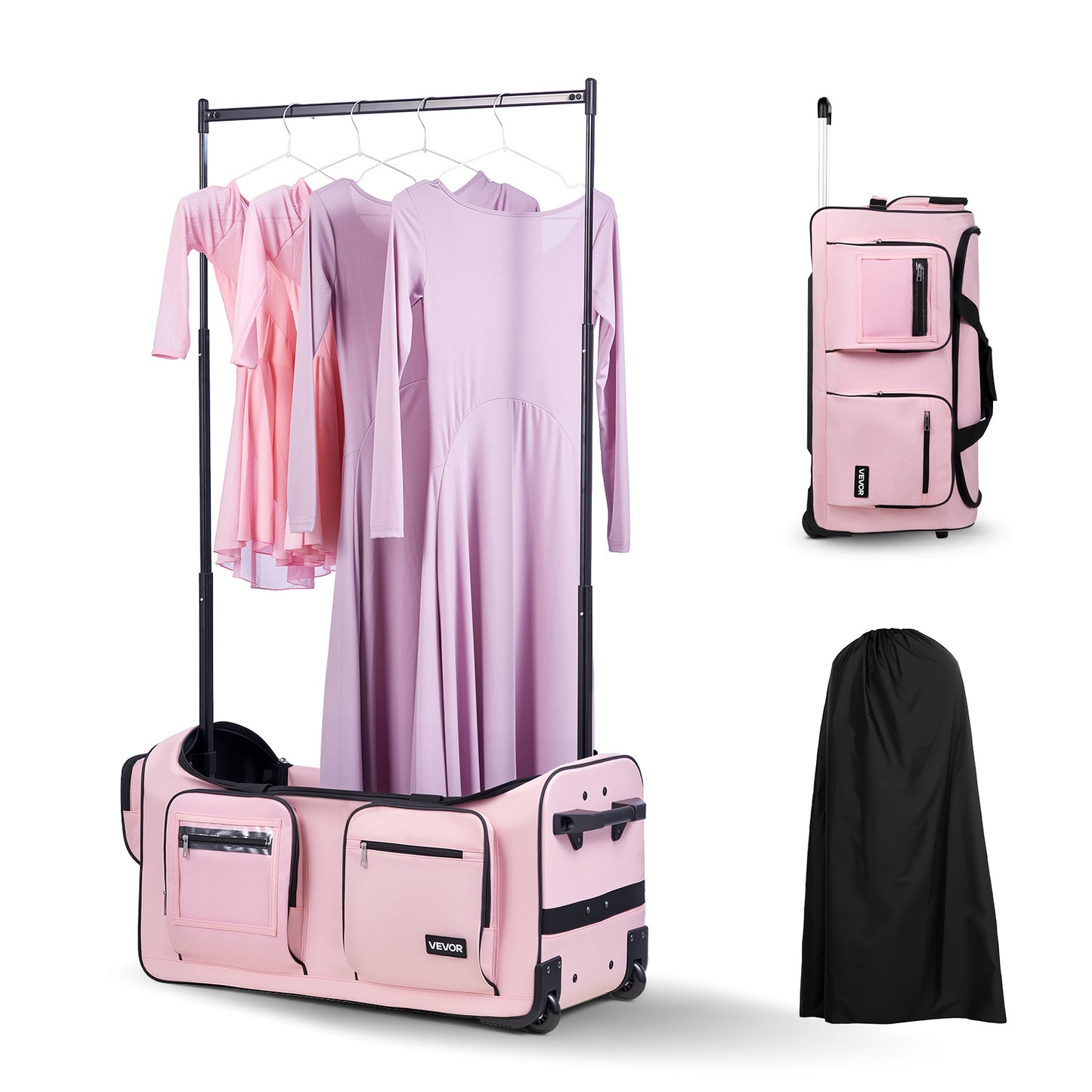 Versatile Rolling Dance Bag With Adjustable Garment Rack