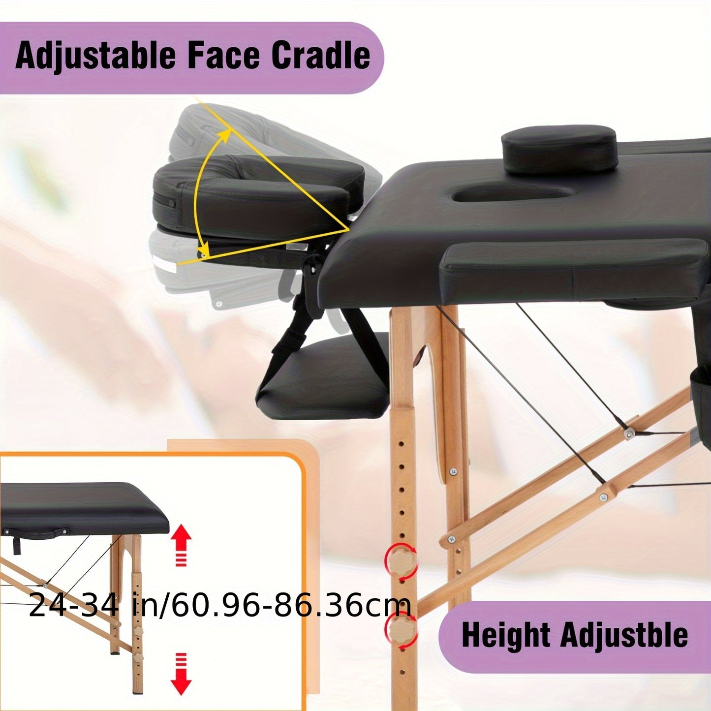 Portable Adjustable Massage Table with Bag for Spa and Tattoo