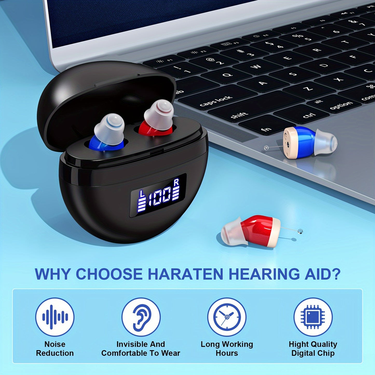 Rechargeable Noise Cancelling Hearing Aids for Seniors
