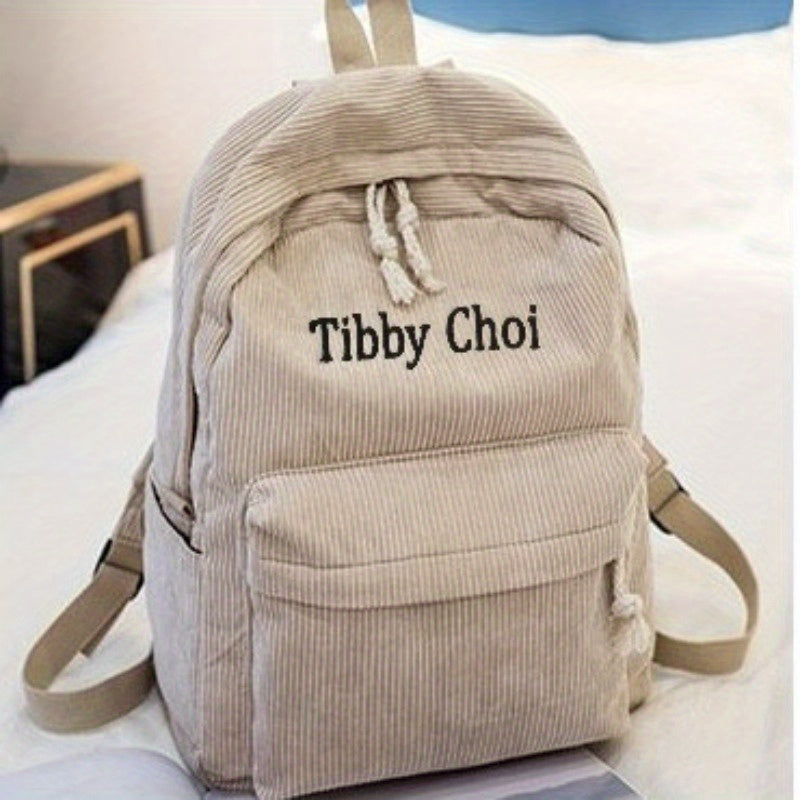 Personalized Embroidered Corduroy Backpack Custom Name