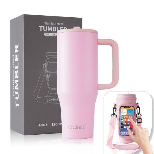 Stainless Steel Vacuum Insulated Tumbler With Straw Lid And Smartphone