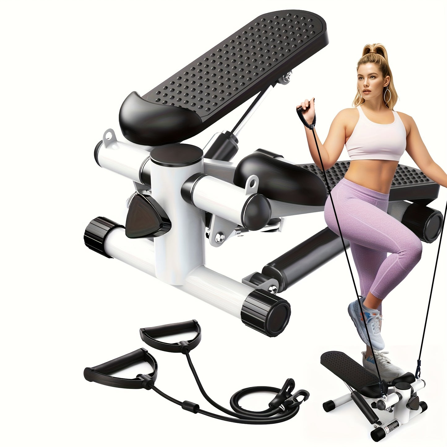 Mini Stair Stepper With Resistance Bands LCD Monitor