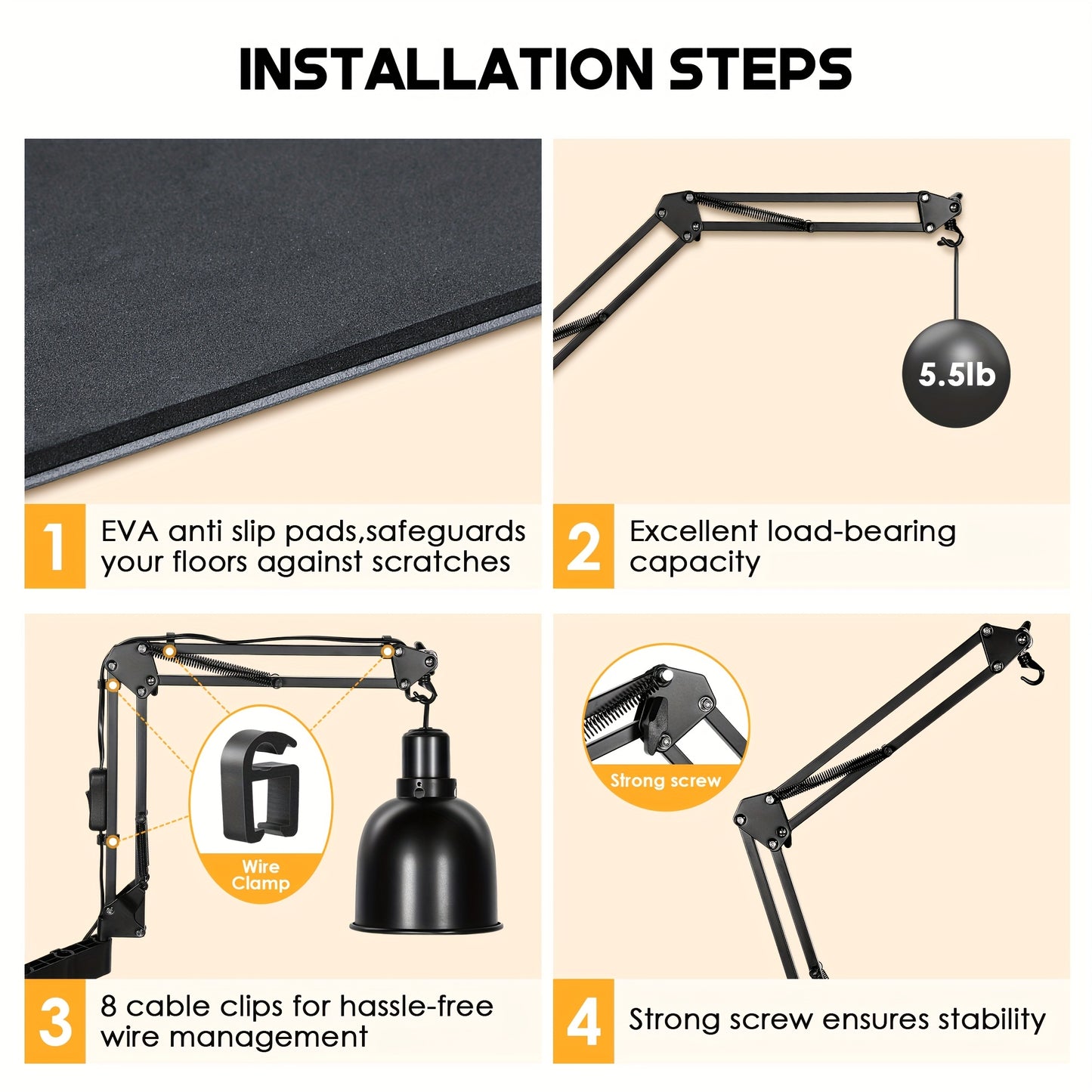 Double Arm Adjustable Heat Lamp Stand For Reptiles And Chicks