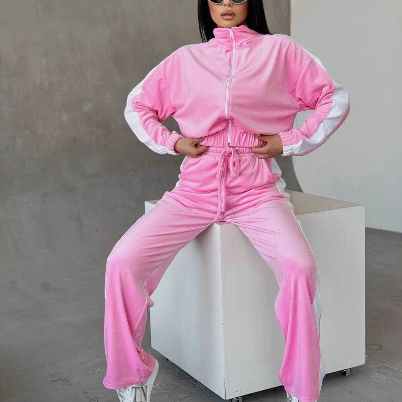 Comfy Patchwork Long Sleeve Women Sportswear Set Casual