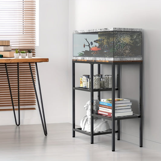 Metal Fish Tank Stand with Shelves for Aquariums and Terrariums