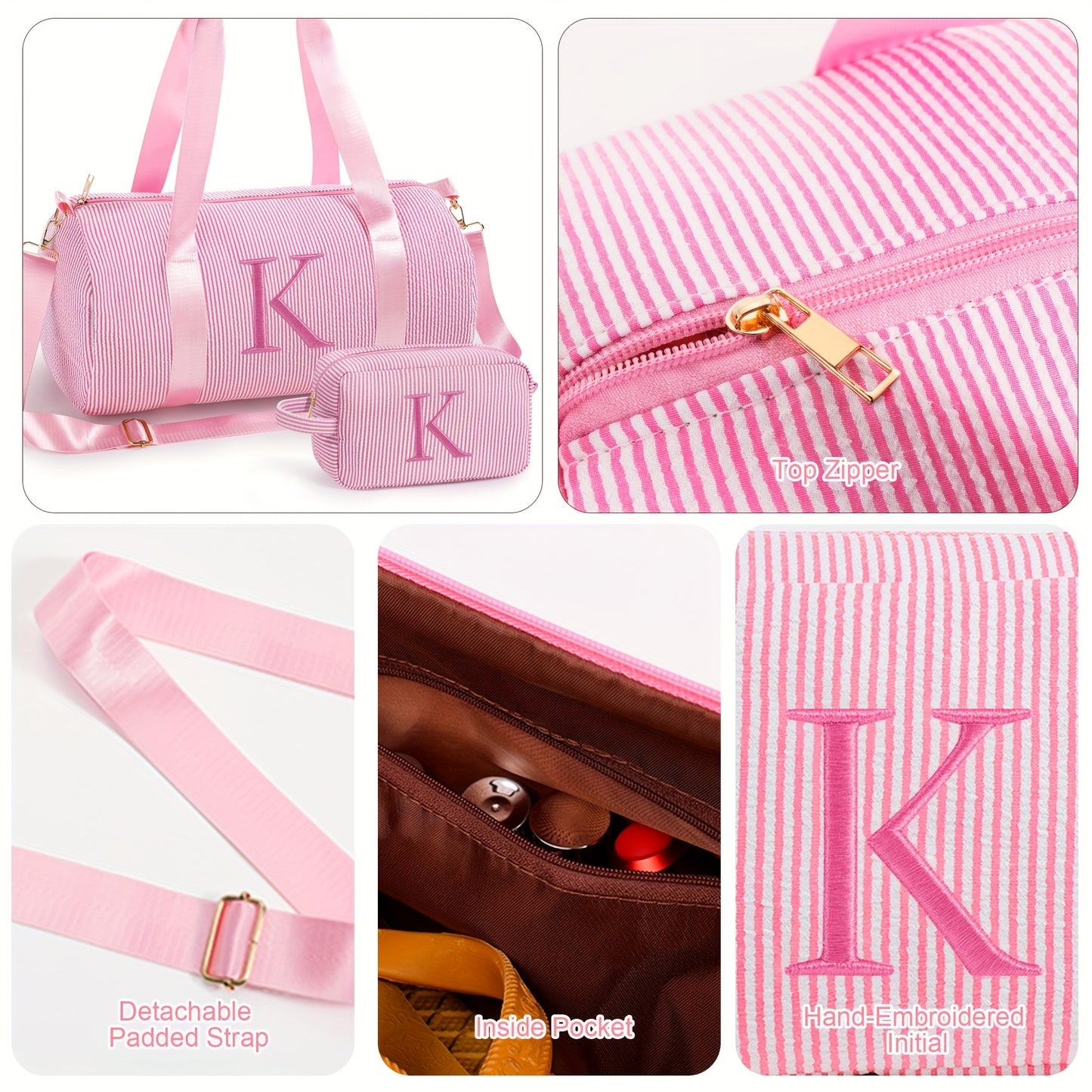 Embroidered Alphabet Travel Bag Set Elegant Organization