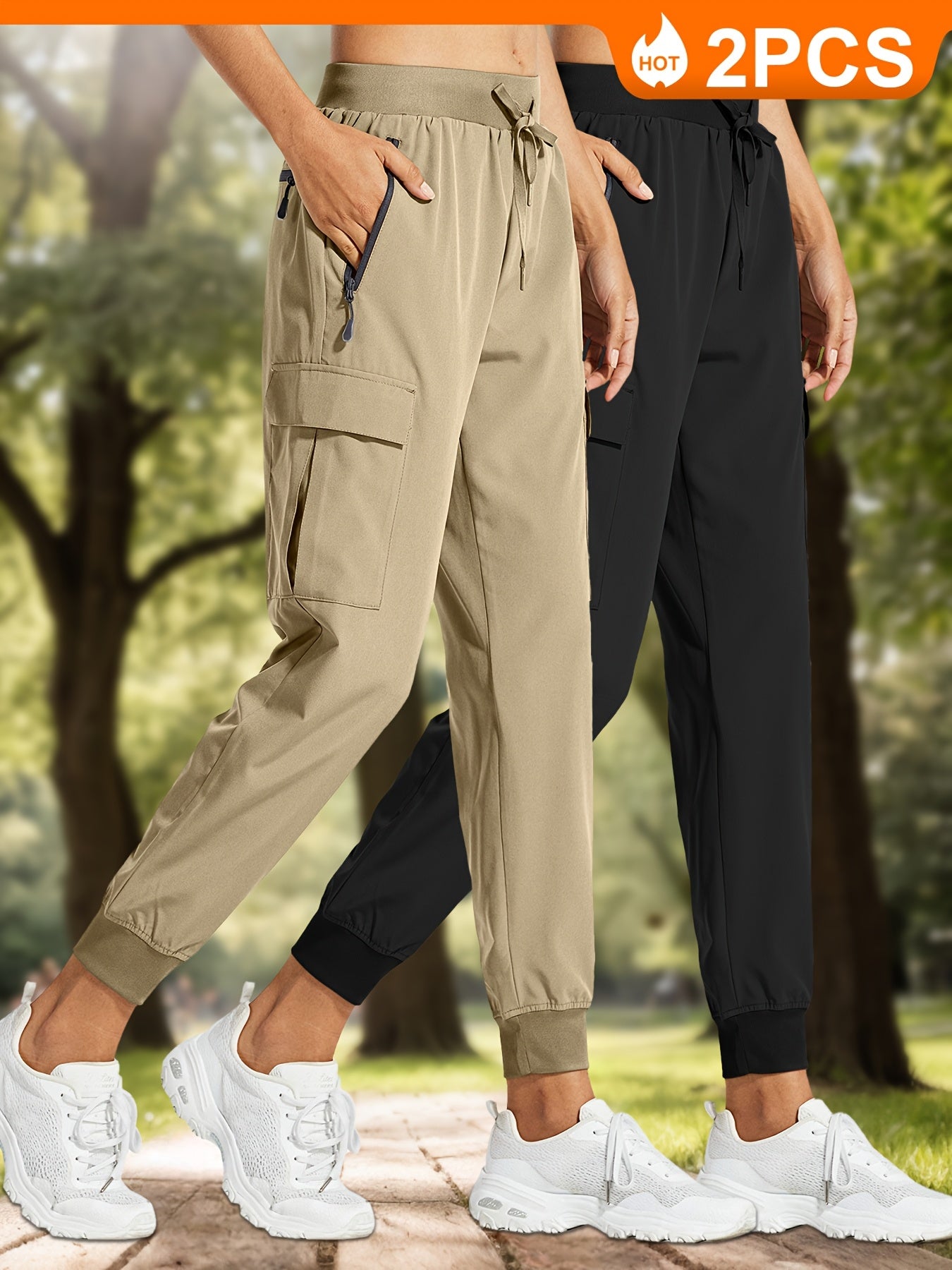 Women's Quick-Dry Cargo Joggers with Sun Protection and Pockets