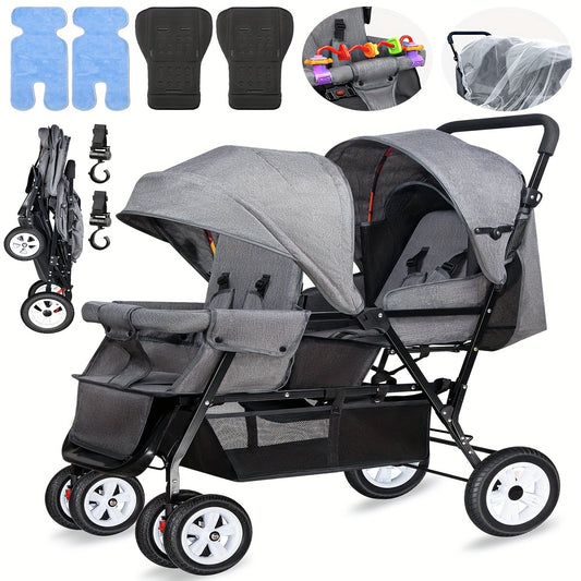 Foldable Double Stroller for Infants and Toddlers with Accessories