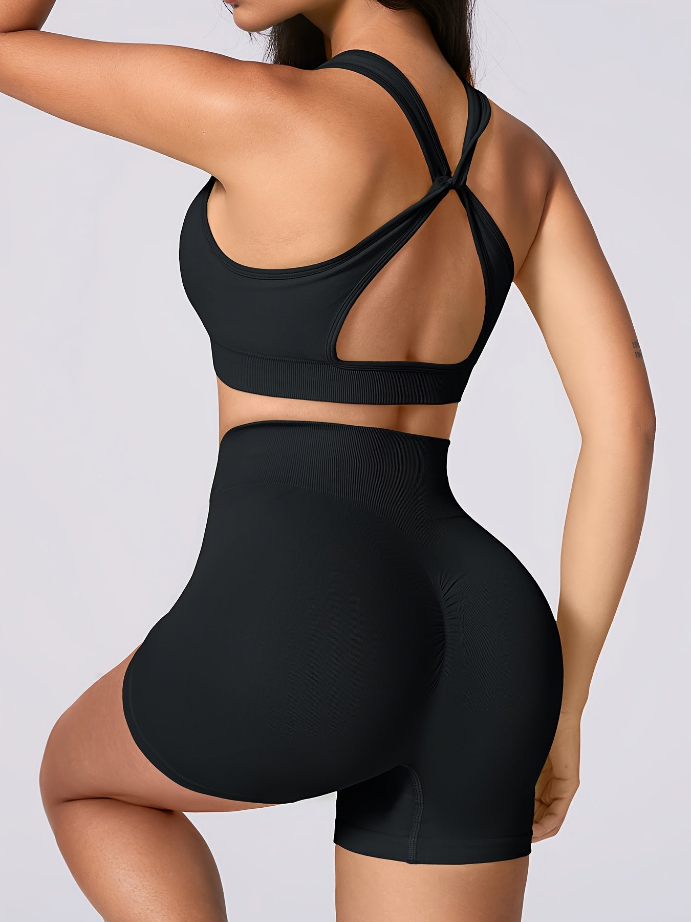 Womens Strappy Sports Bra And High Waisted Leggings Set
