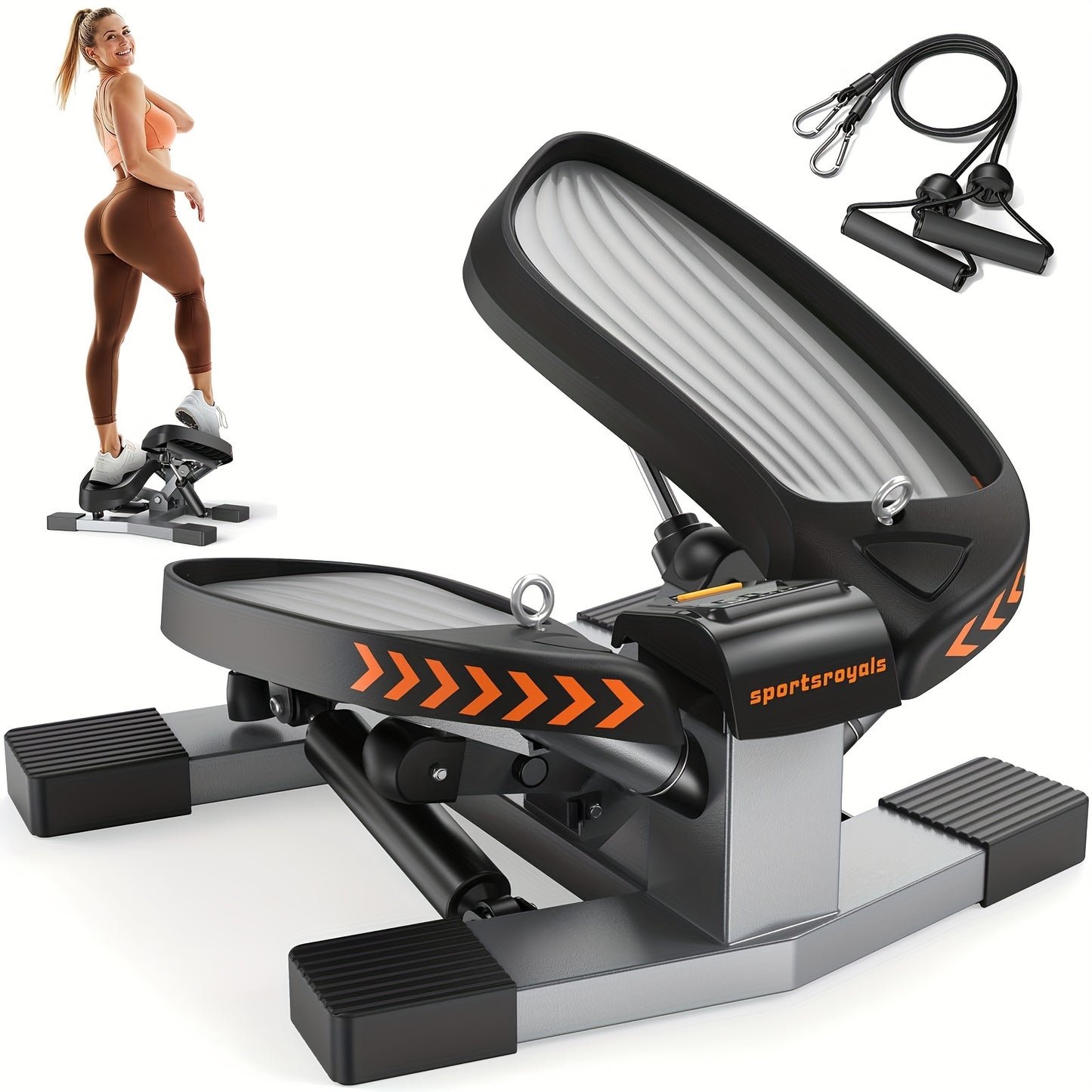 Mini Stair Stepper With Resistance Bands LCD Monitor