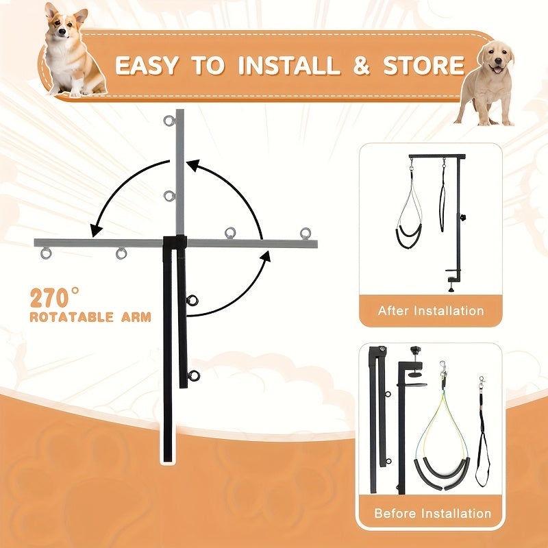 Adjustable Dog Grooming Arm with Clip for Easy Grooming