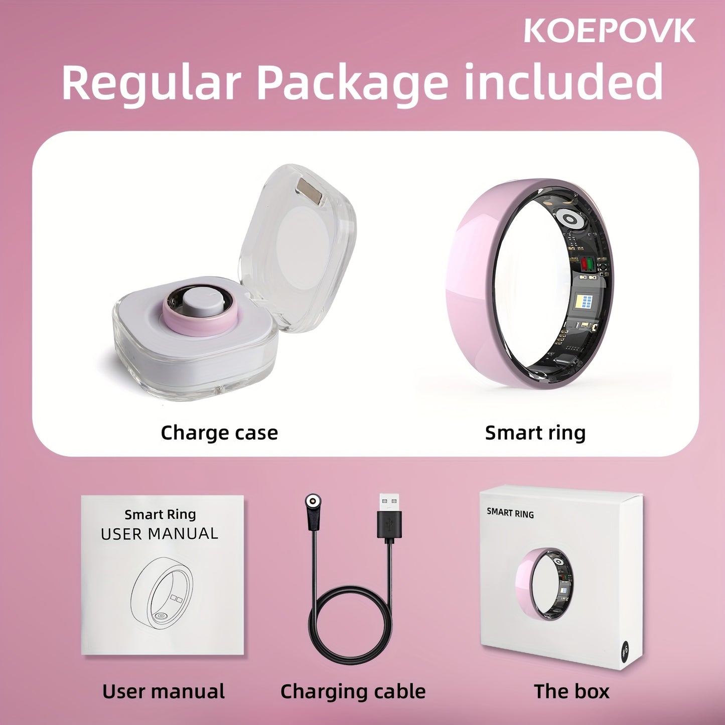 Smart Ring For Men And Women, Crystal Charging Case - Fitness And Sleep Tracker, Step Distance Calorie Monitoring, Multiple Exercise Modes, Magnetic Charging - Stylish Stainless Steel Design, IP68 Waterproof, Holiday Gift