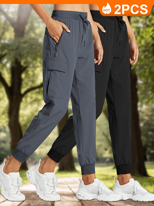 Women's Quick-Dry Cargo Joggers with Sun Protection and Pockets
