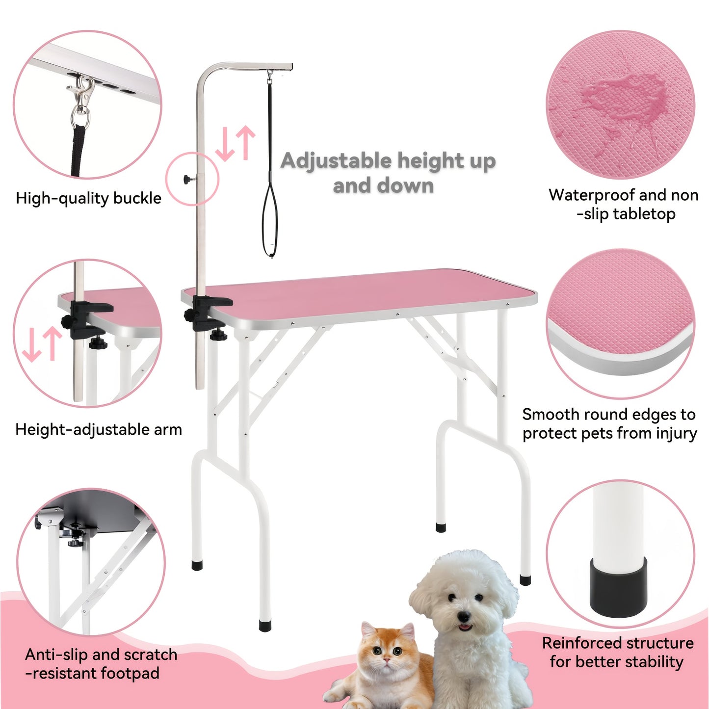 Portable Height Adjustable Pet Grooming Table for Home Use