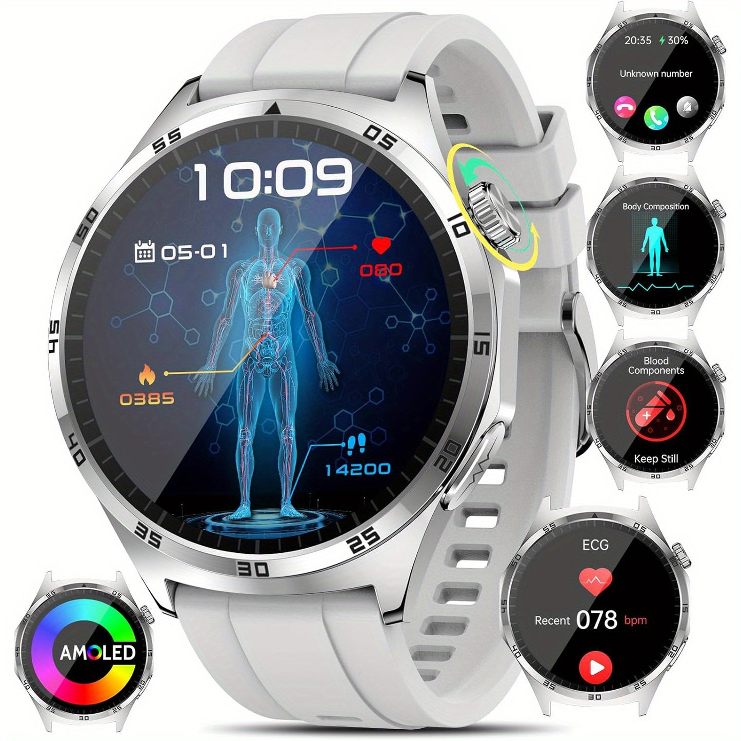 Smartwatch With AMOLED 440mAh Battery And Android IOS