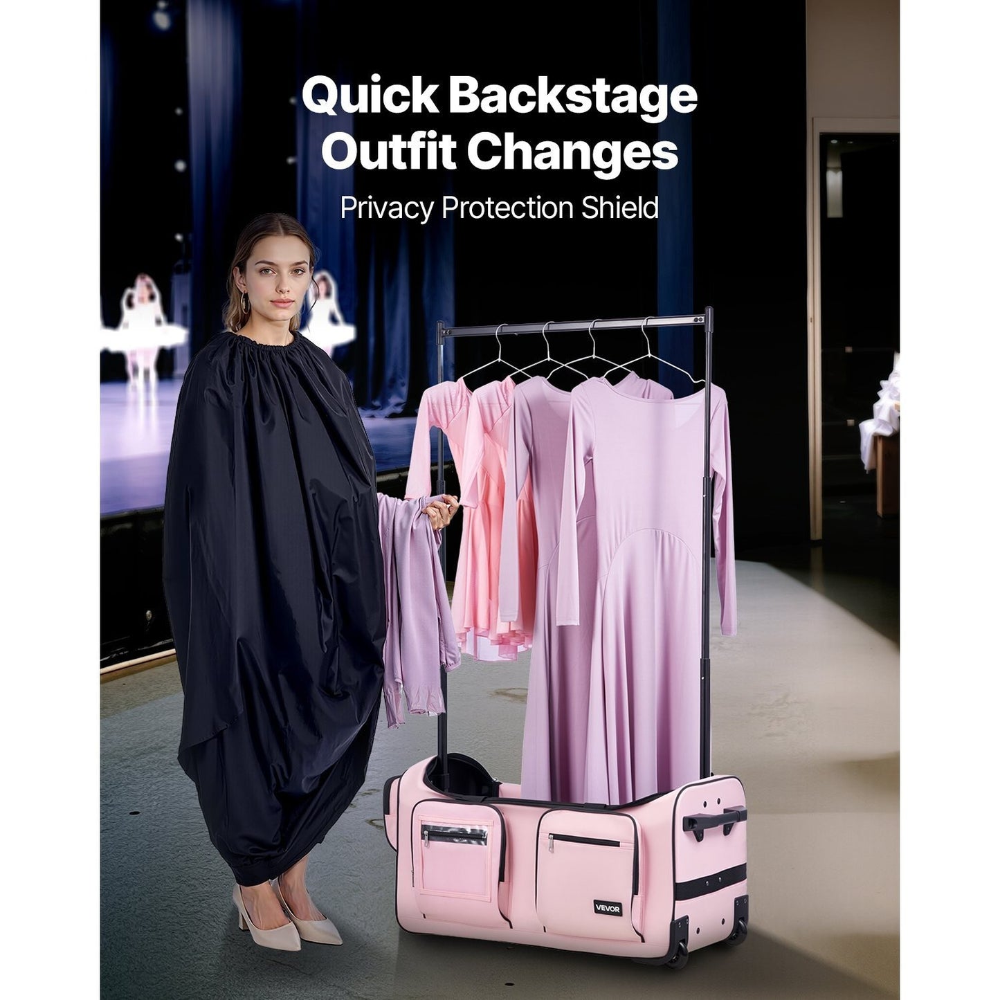 Versatile Rolling Dance Bag With Adjustable Garment Rack