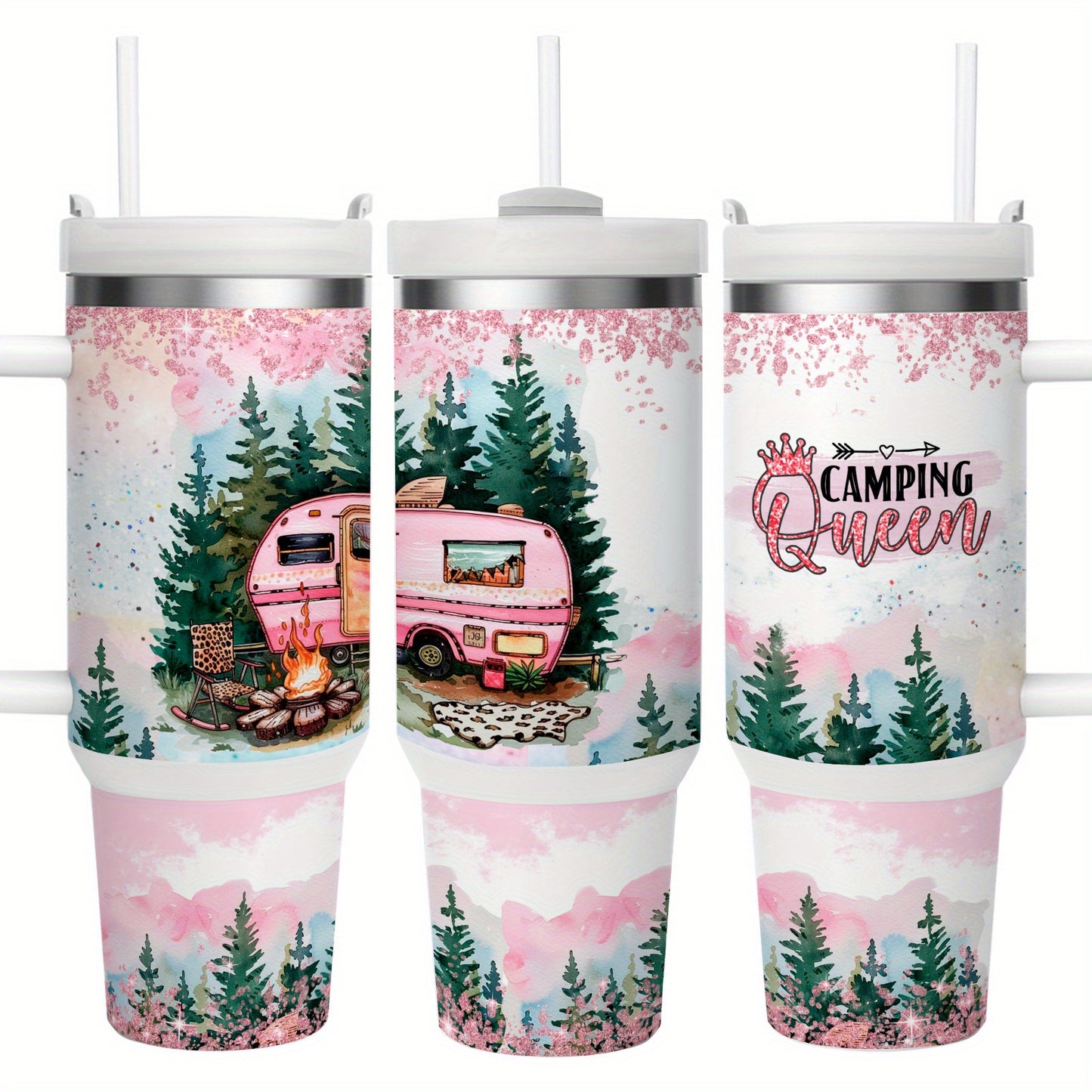 MIKENDA 1pc 40oz Insulated Stainless Steel Double Wall Tumbler, Camping Queen - Durable And Keeps Cold for 24 Hours Or Hot for 12 Hours - Perfect for Hot And Cold Drinks, Home Kitchen Use - Gift for Active Lifestyles. Hallowe