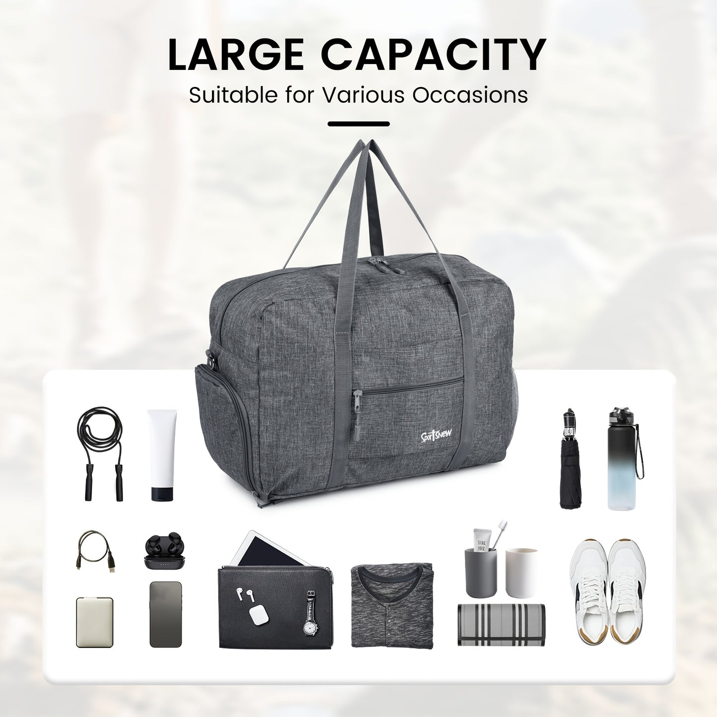 Heavy Duty Gym Duffle Bag With Shoe Compartment Wet Pocket