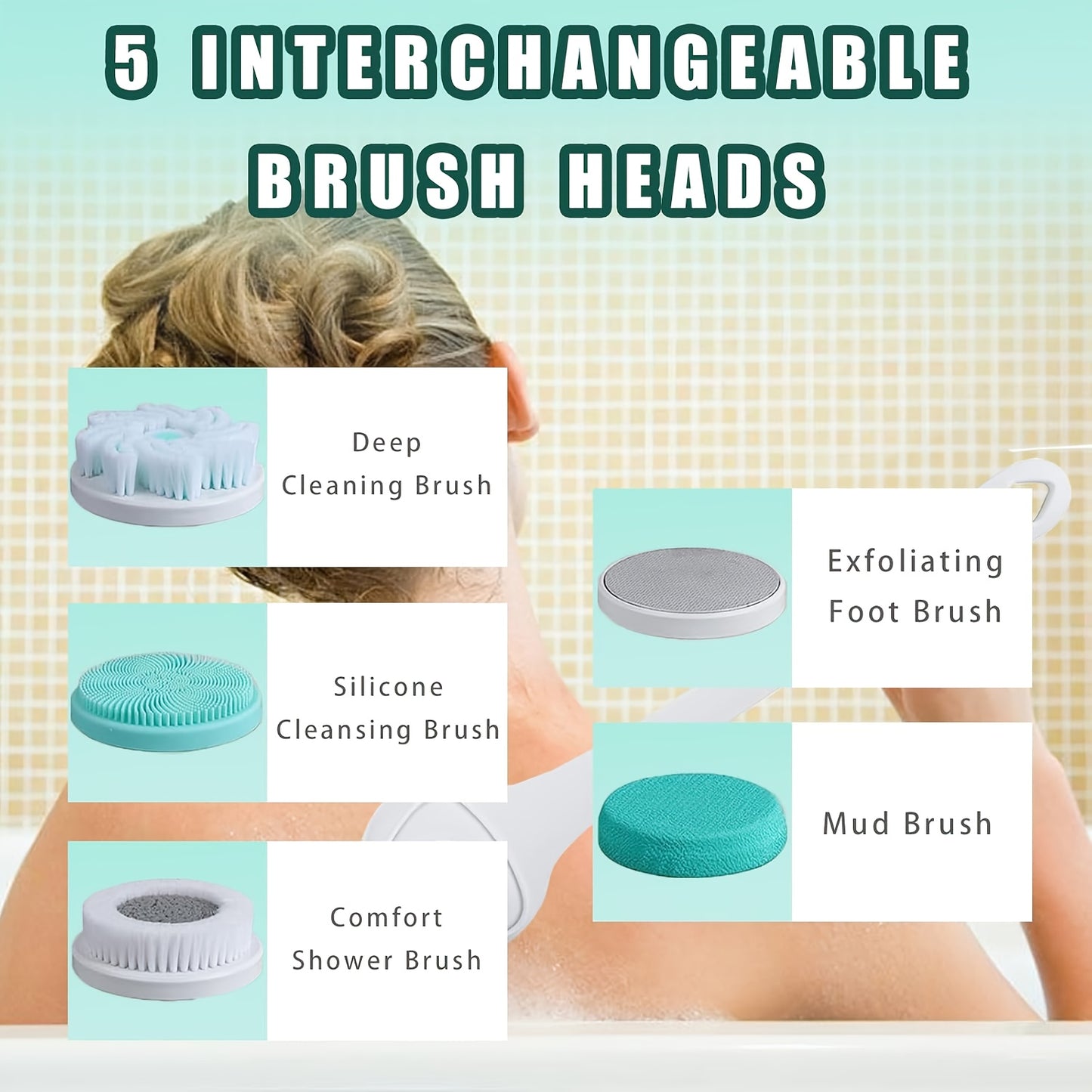 Rechargeable Electric Shower Brush Set for Relaxing Spa Experience