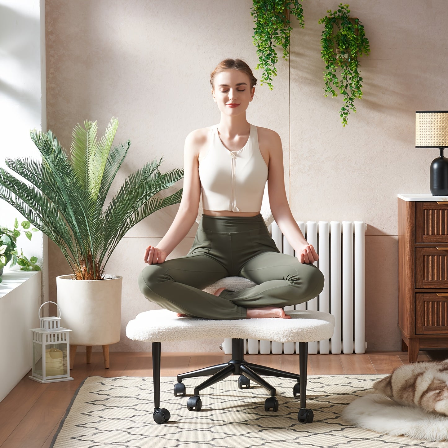 Pinmoco Cross Legged Ergonomic Office Chair With Wheels