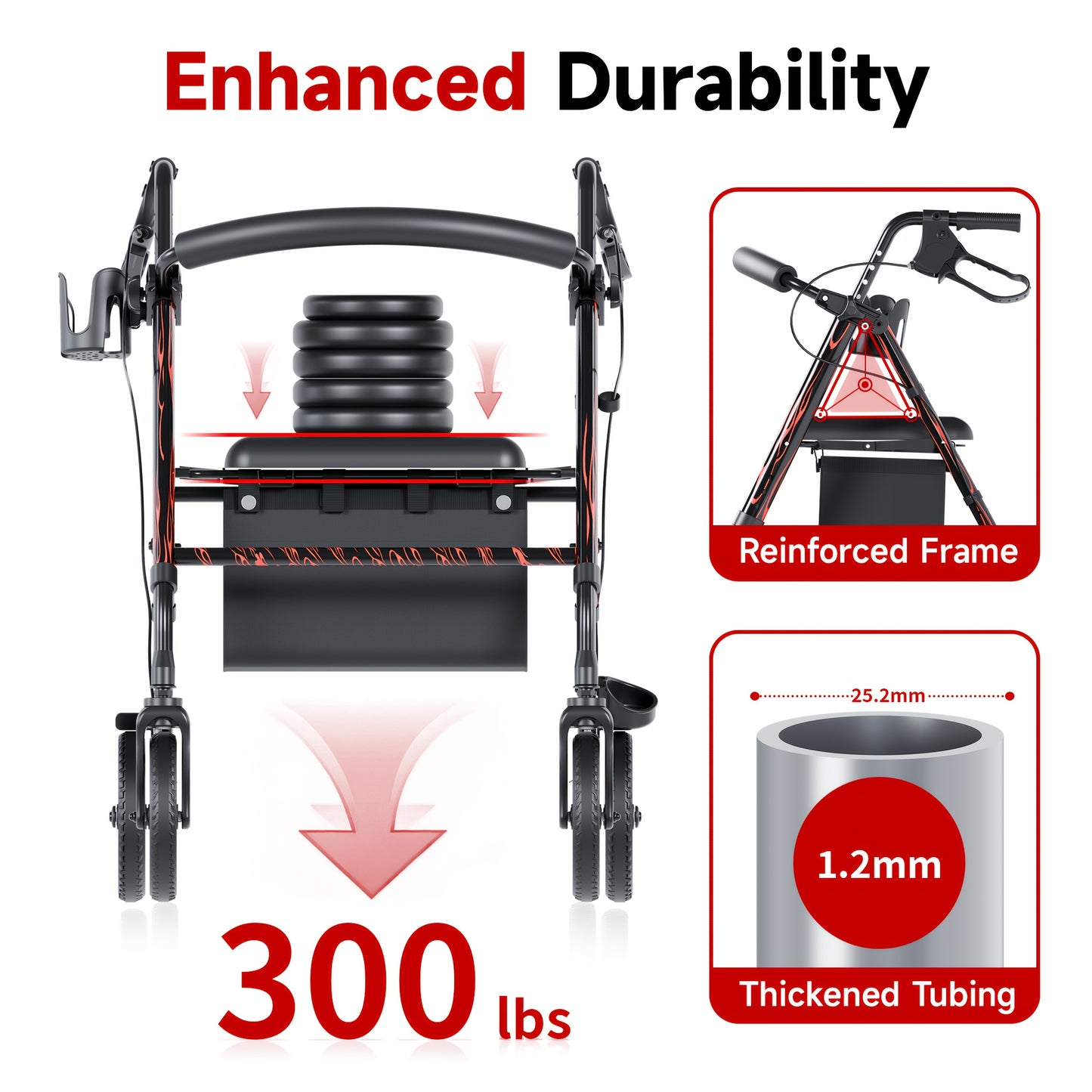 All Terrain Rollator Walker With Seat For Seniors And Adults