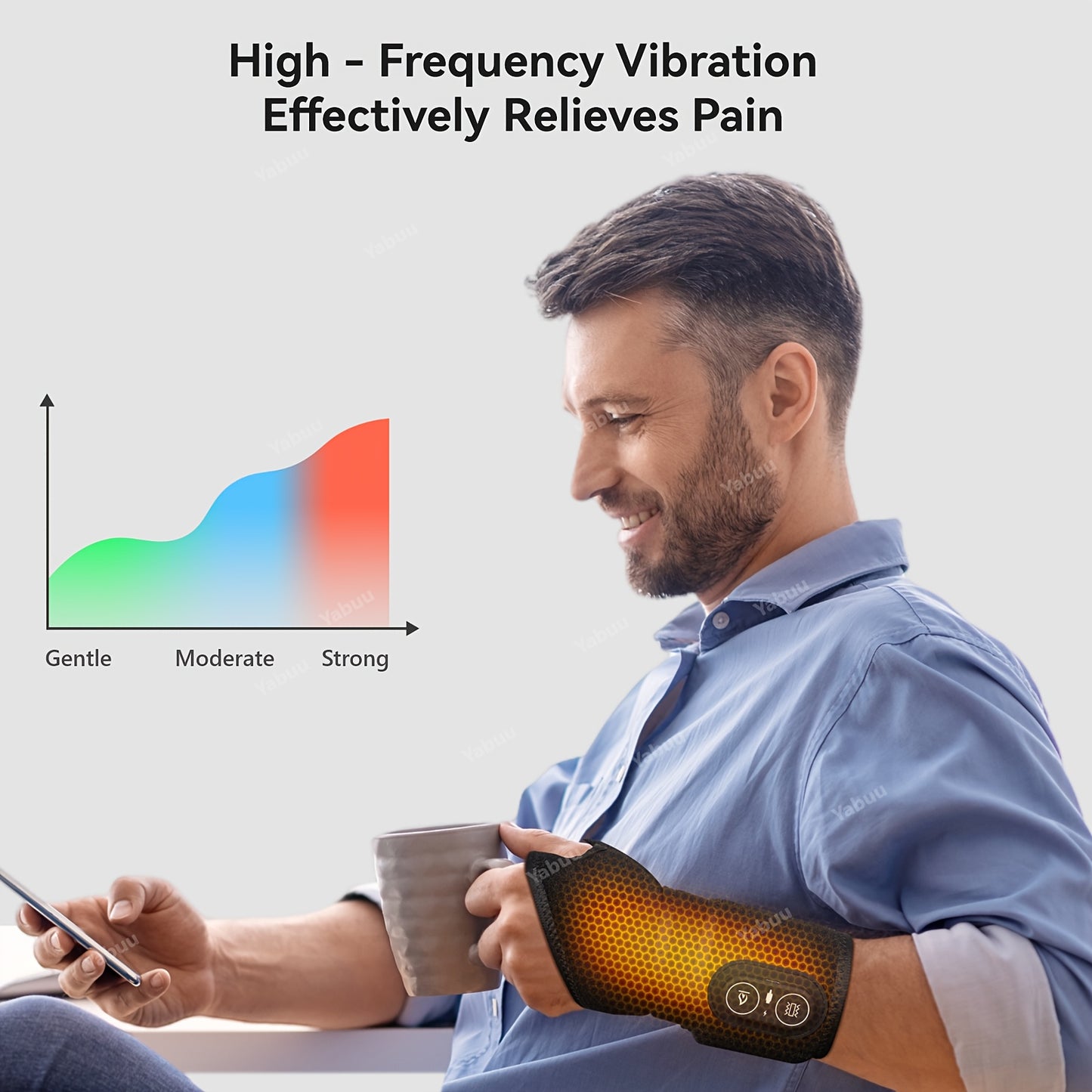 Cordless Hand Heating Pad with Adjustable Heat and Vibration Settings