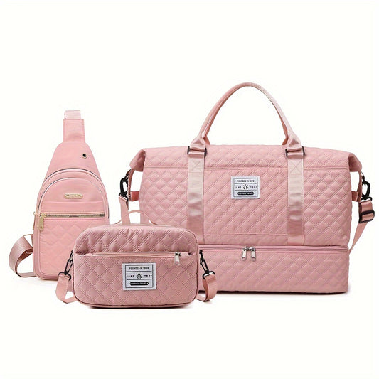 Three Piece Gym Bag Set With Wet Dry Shoe Compartment