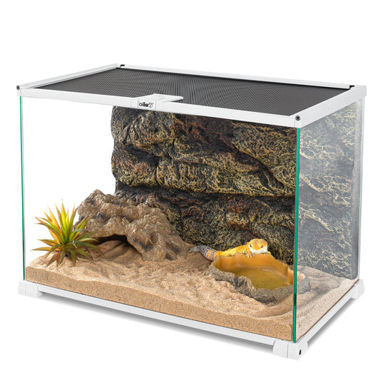 White Glass Reptile Terrarium with Sliding Screen Top