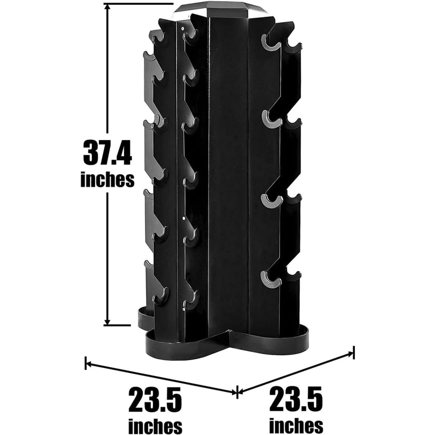 Rubber Coated Hex Dumbbell Set with Vertical Rack