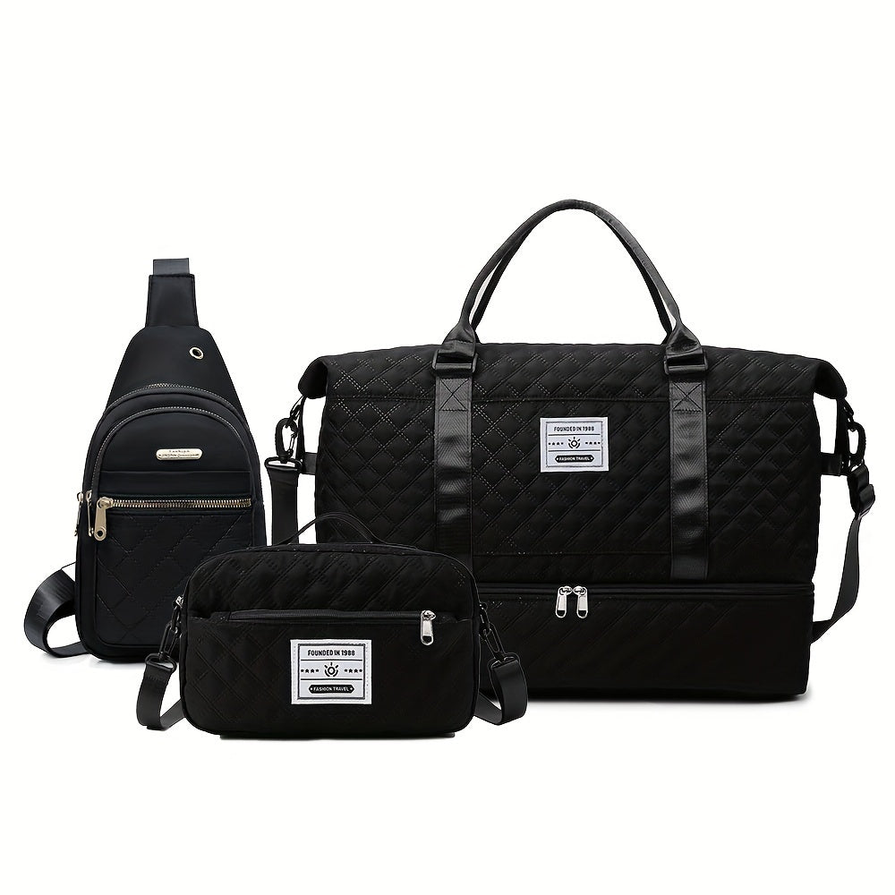 Three Piece Gym Bag Set With Wet Dry Shoe Compartment