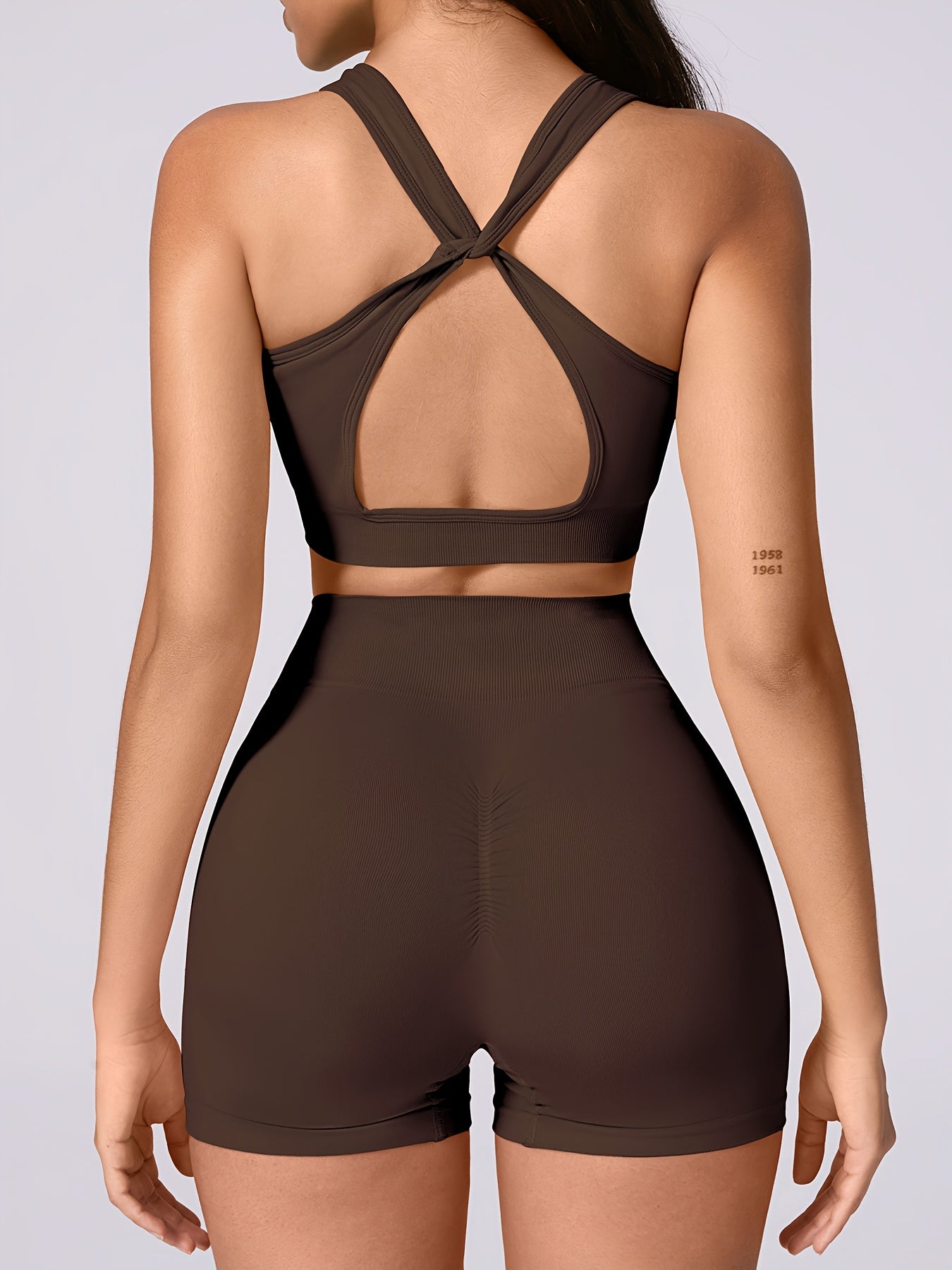 Womens Strappy Sports Bra And High Waisted Leggings Set