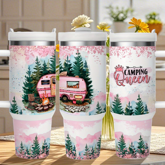 MIKENDA 1pc 40oz Insulated Stainless Steel Double Wall Tumbler, Camping Queen - Durable And Keeps Cold for 24 Hours Or Hot for 12 Hours - Perfect for Hot And Cold Drinks, Home Kitchen Use - Gift for Active Lifestyles. Hallowe