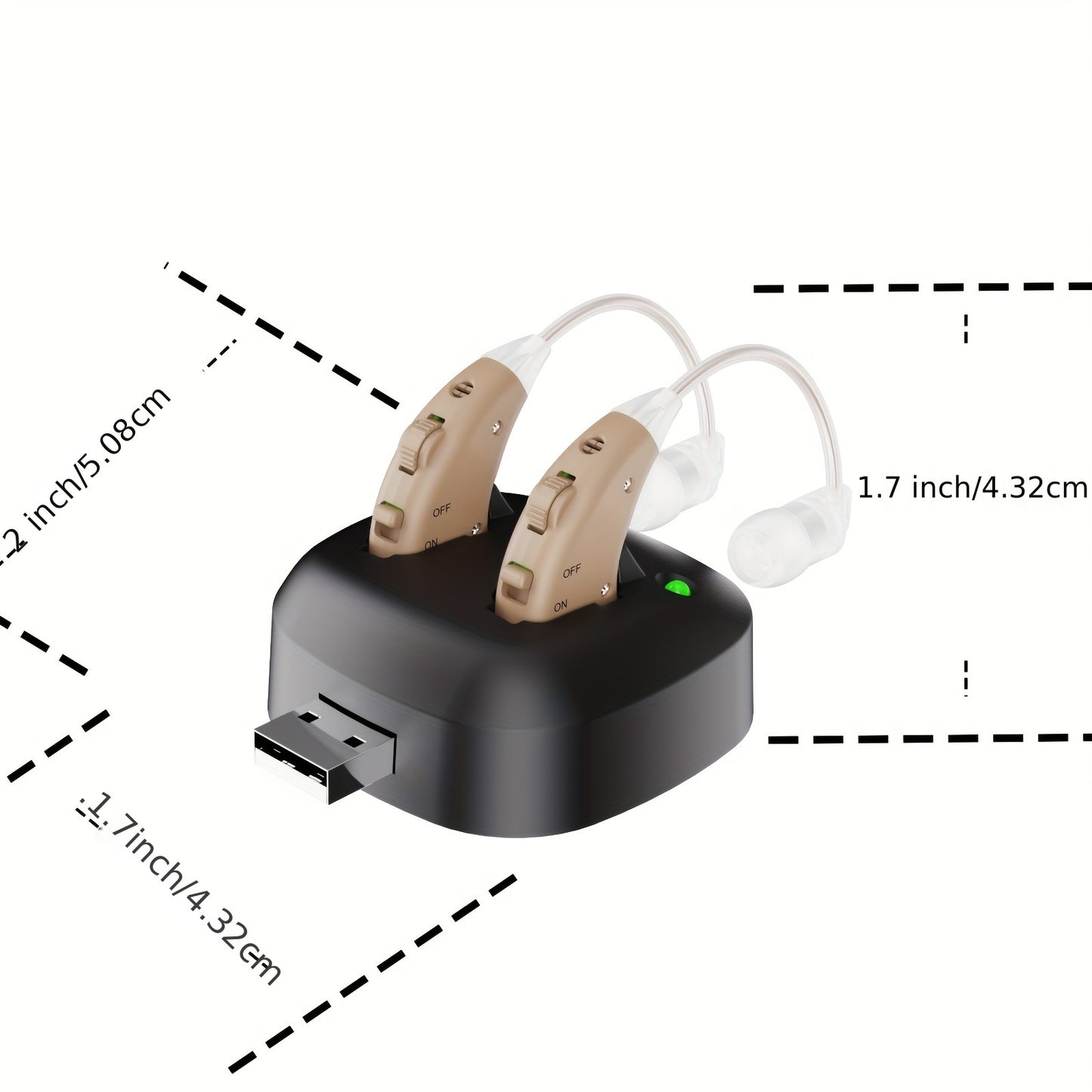 True Hearing Aids for Seniors with Charging Dock