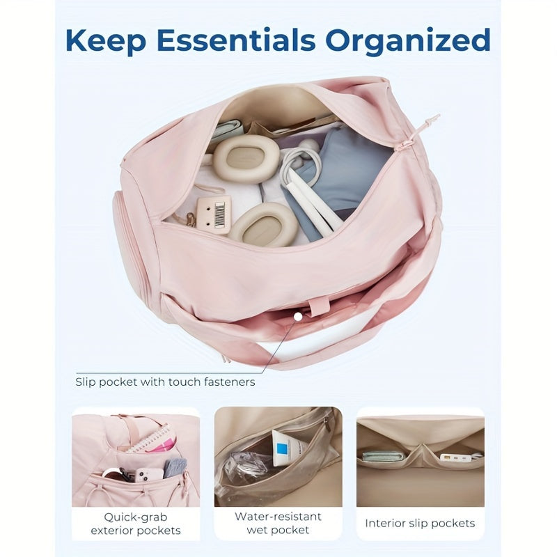 Women Gym Bag With Water Bottle Pocket And Shoe Compartment