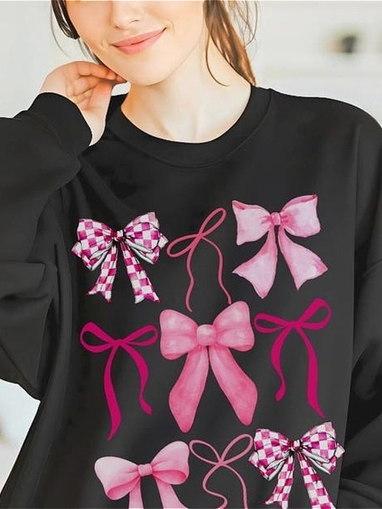 Coquette Sweatshirts, Pink Bow Sweatshirt, Pink Ribbon Sweatshirt, Coquette Aesthetic, Ribbon Crewneck Sweatshirt, Gift for Her, Trendy Bows