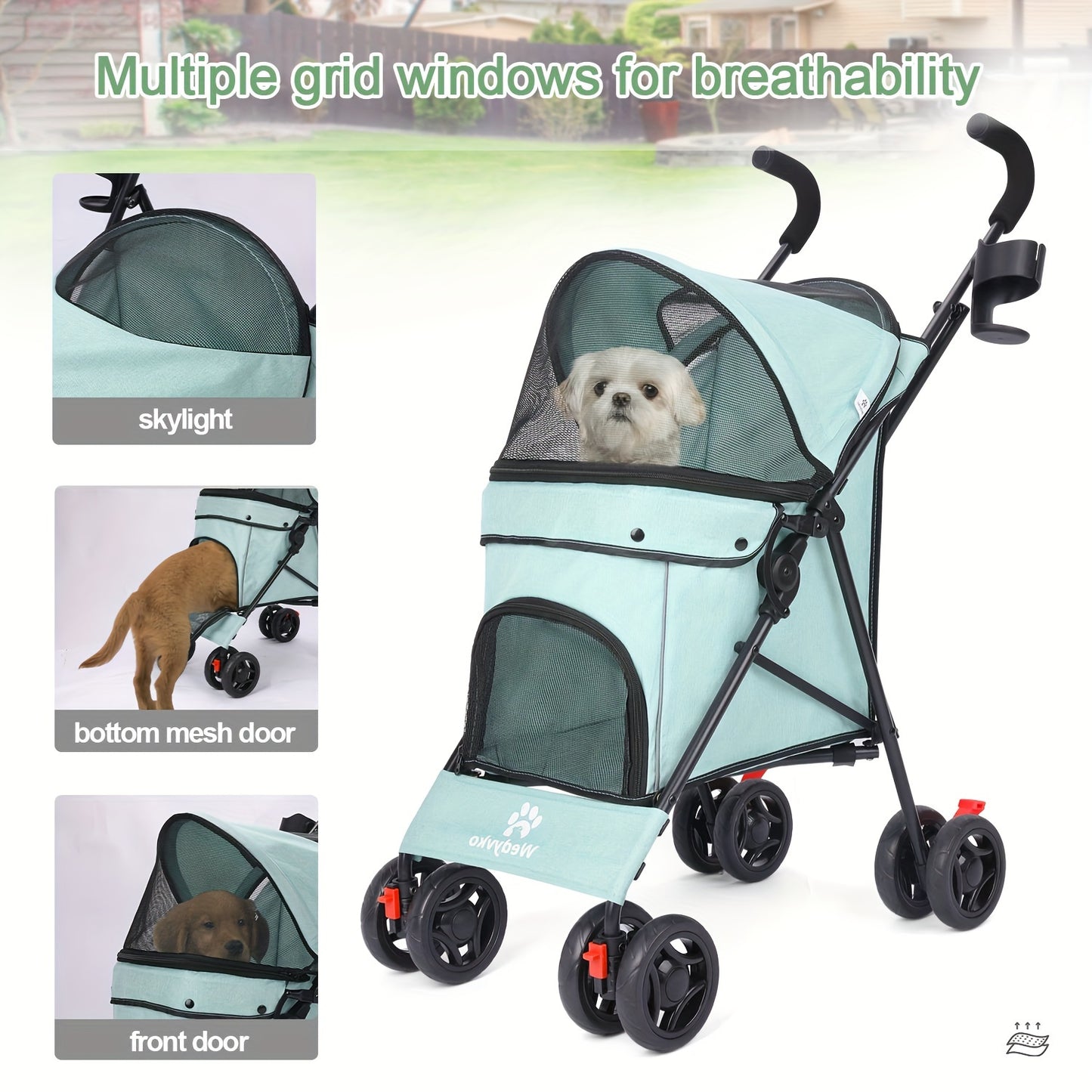 Pet Stroller Folding Cart for Dogs and Cats on the Go