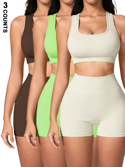 Womens Strappy Sports Bra And High Waisted Leggings Set