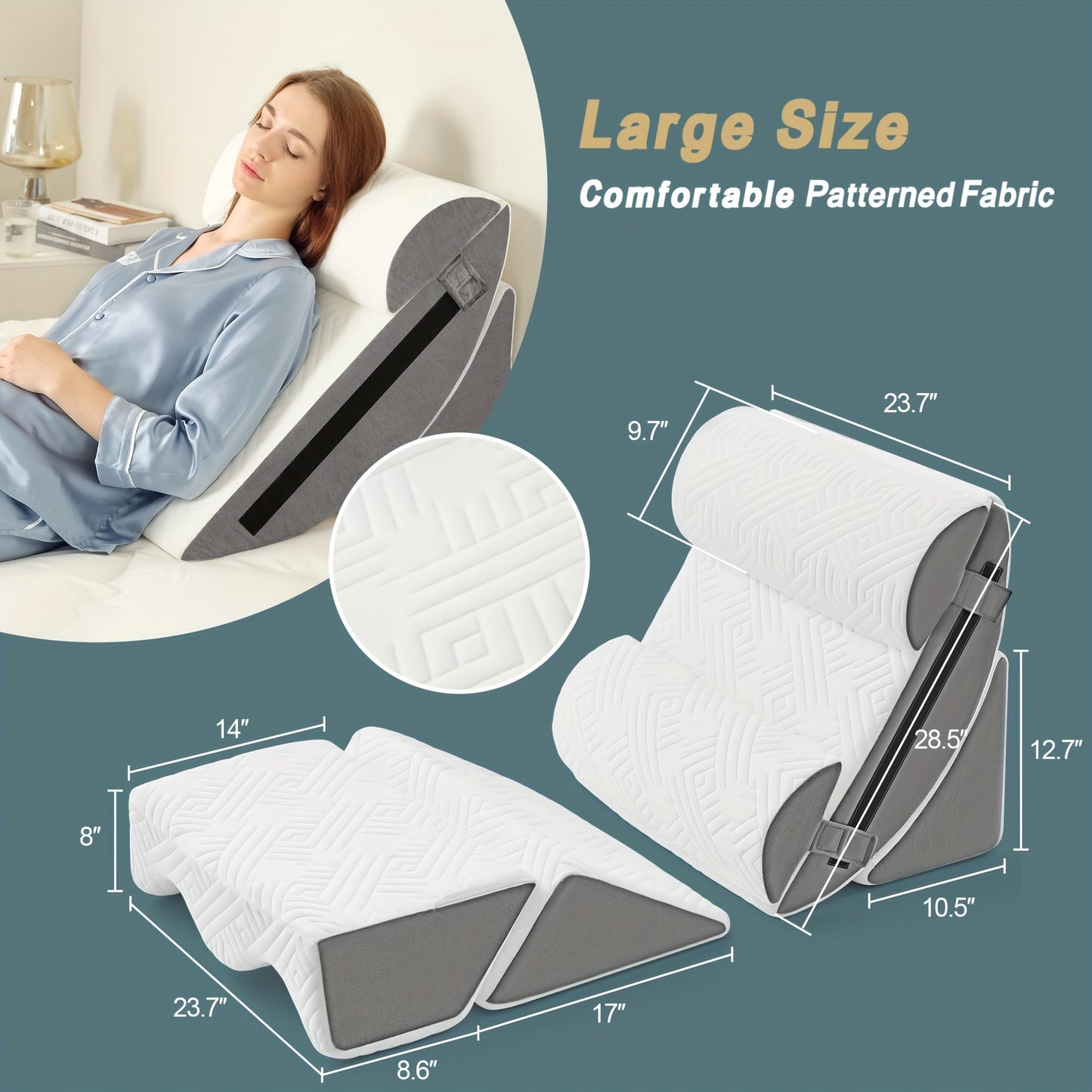Adjustable 6 In 1 Bed Wedge Pillow Kit For Comfort