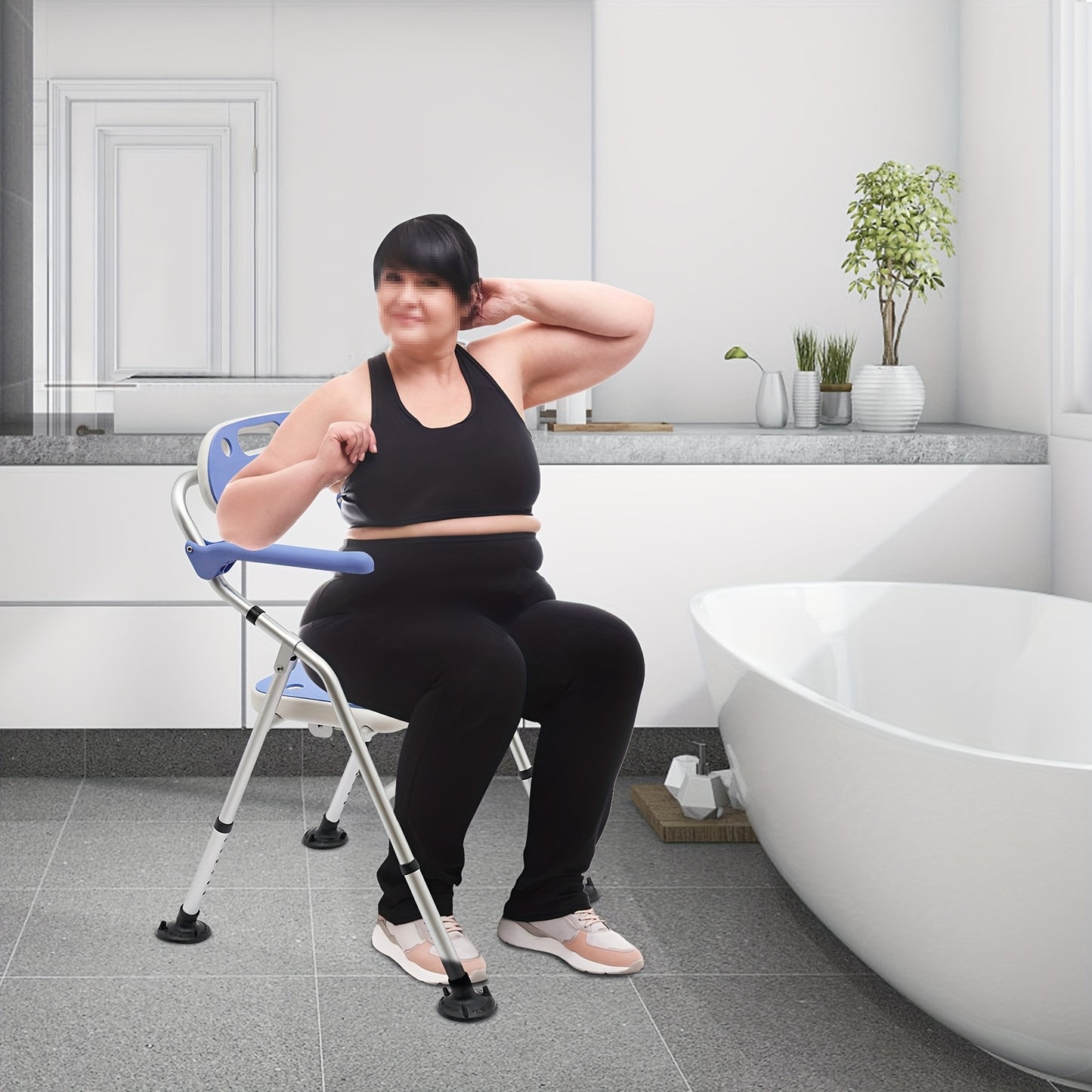 Adjustable Folding Shower Seat with Arms for Safety and Comfort