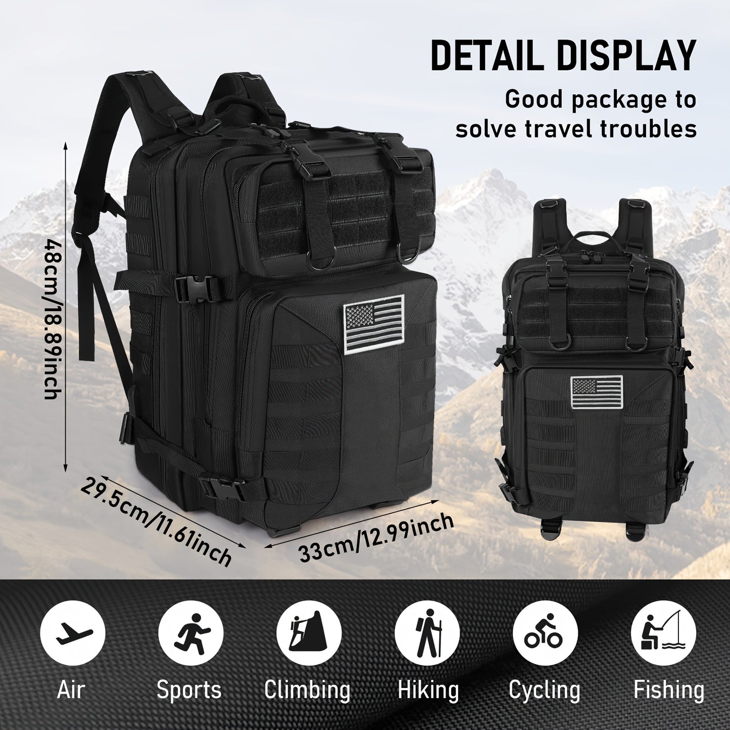 Heavy Duty Tactical Backpack With Laptop Compartment For Outdoor Travel