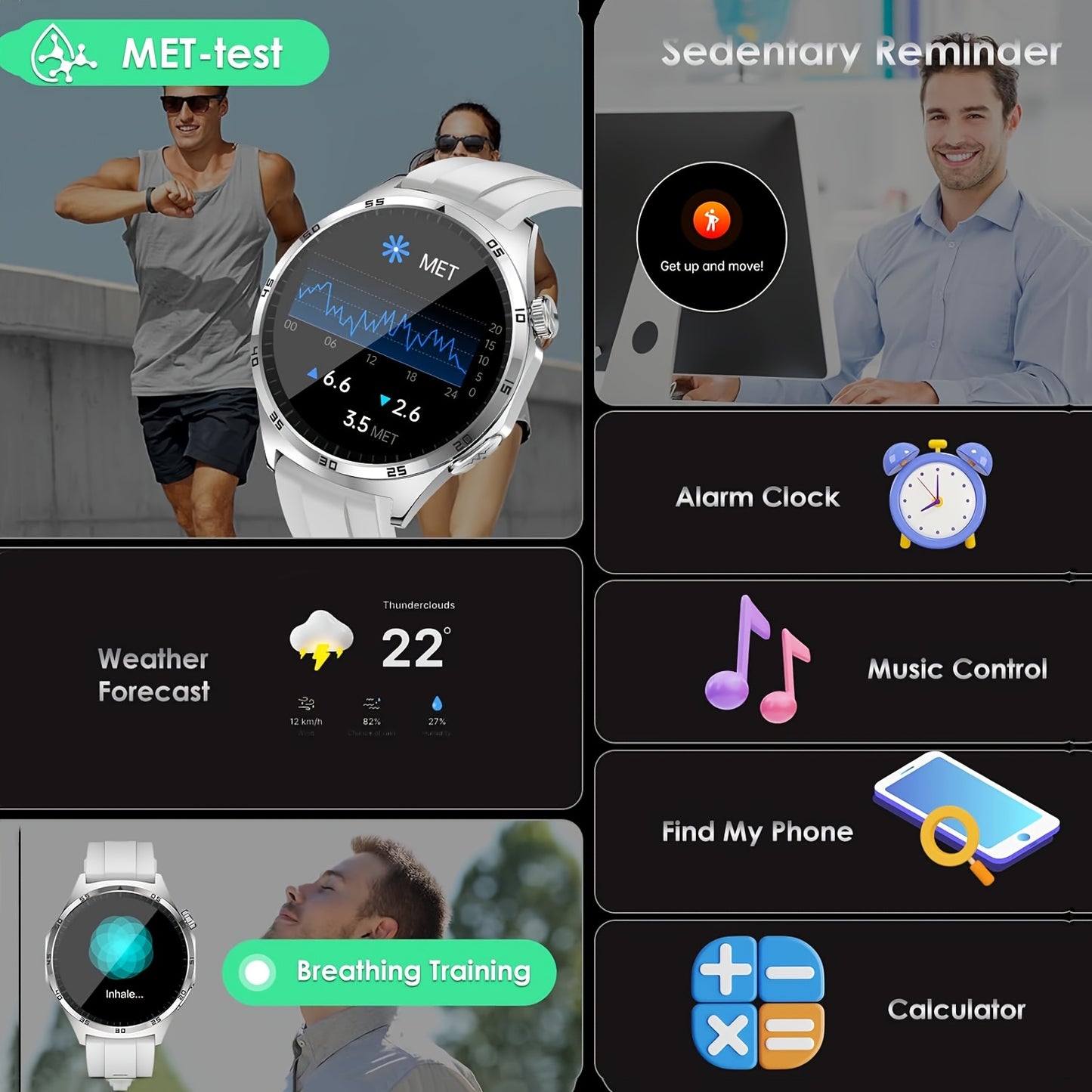 Smartwatch With AMOLED 440mAh Battery And Android IOS