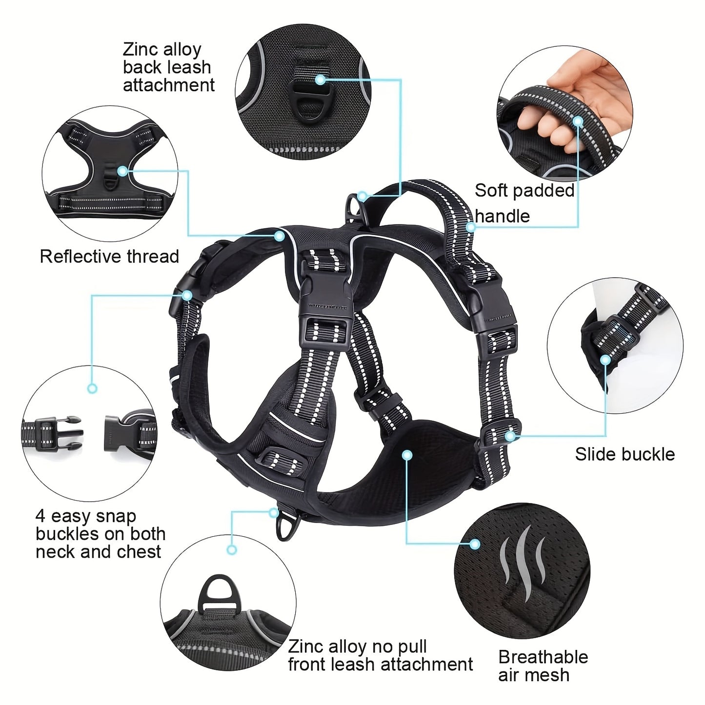 Escape-Proof Dog Harness Set with Leash and Poop Dispenser