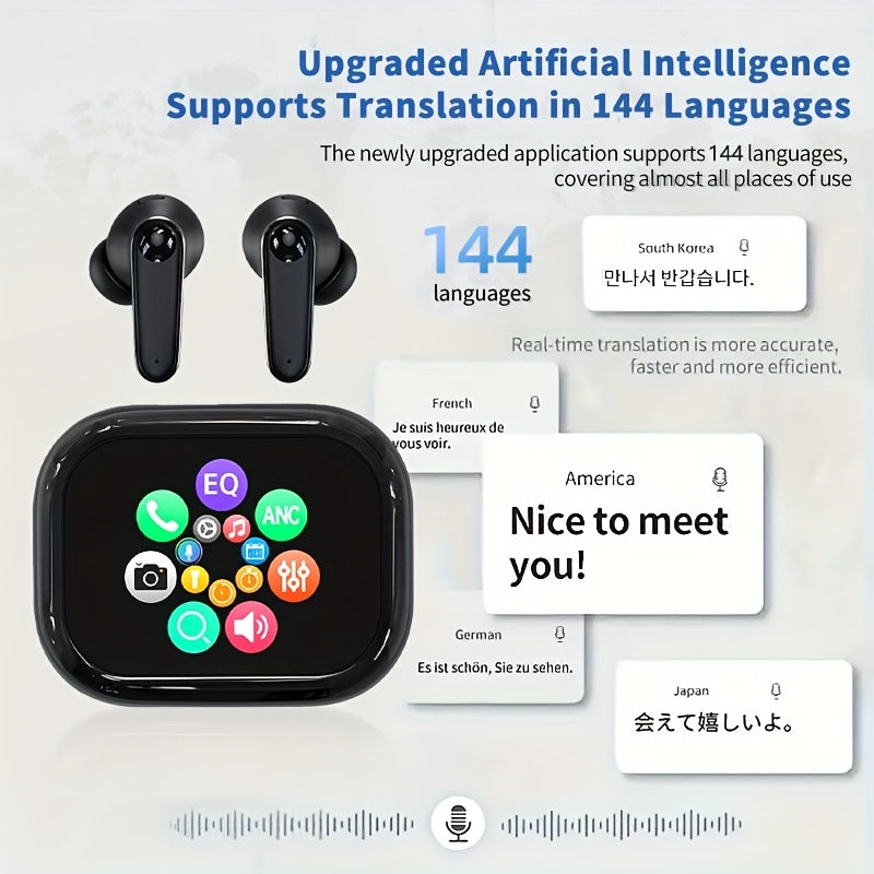 AI Translator Earbuds Touch Screen 144 Languages for Global Conversation